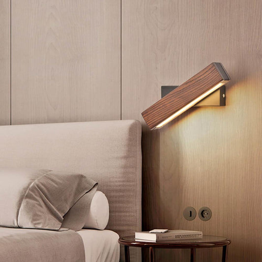 Wall Lamp Scandinavian LED with Rotating Wood Arm and Touch Switch