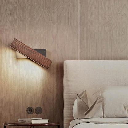 Wall Lamp Scandinavian LED with Rotating Wood Arm and Touch Switch