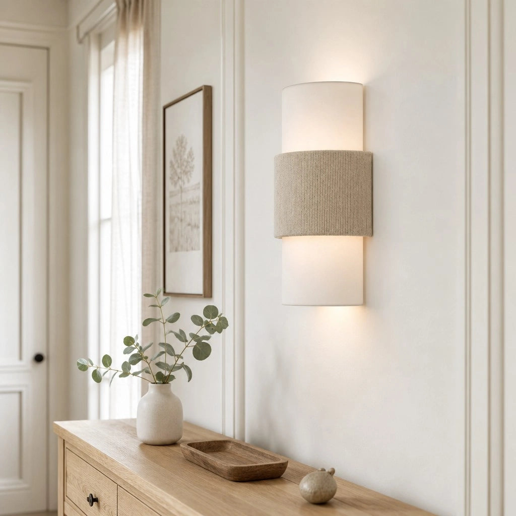 Wall Lamp Scandinavian Minimalist with Rope Band and Cylindrical Shade