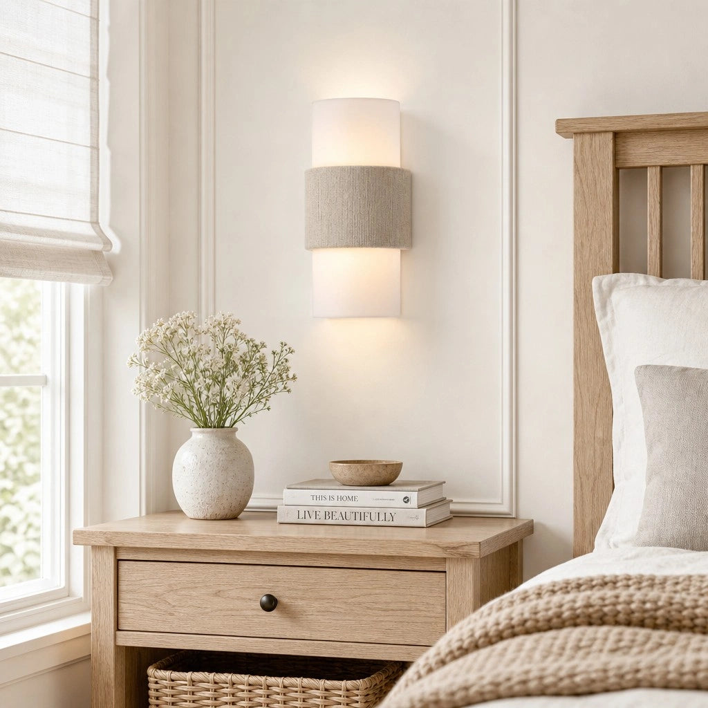 Wall Lamp Scandinavian Minimalist with Rope Band and Cylindrical Shade