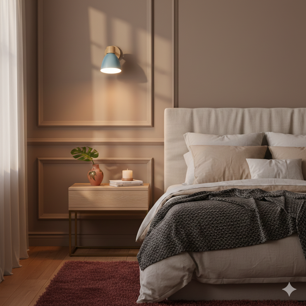 Wall Lamp Scandinavian with Adjustable Shade and Pull Chain Switch
