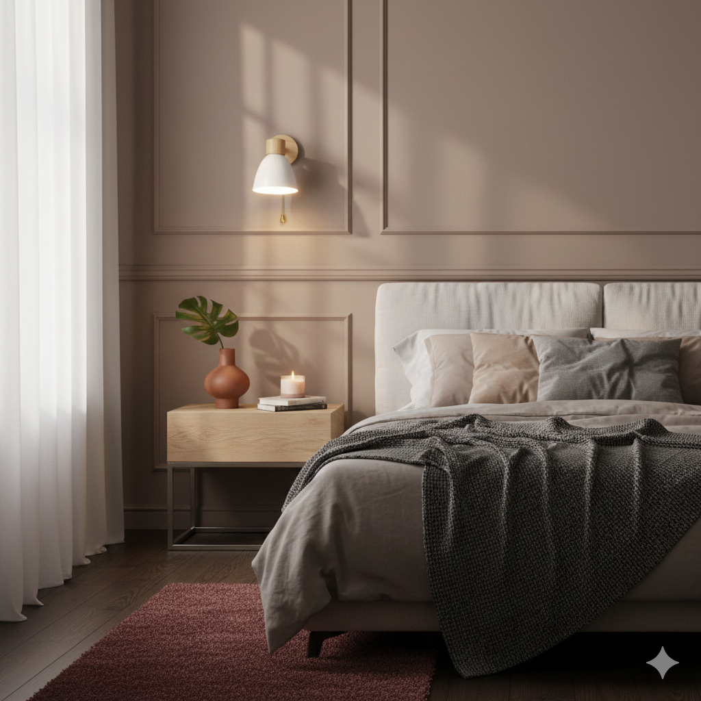 Wall Lamp Scandinavian with Adjustable Shade and Pull Chain Switch