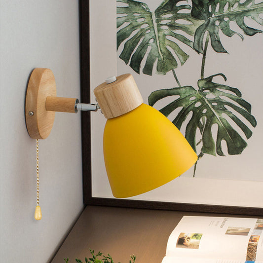 Wall Lamp Scandinavian with Adjustable Shade and Pull Chain Switch
