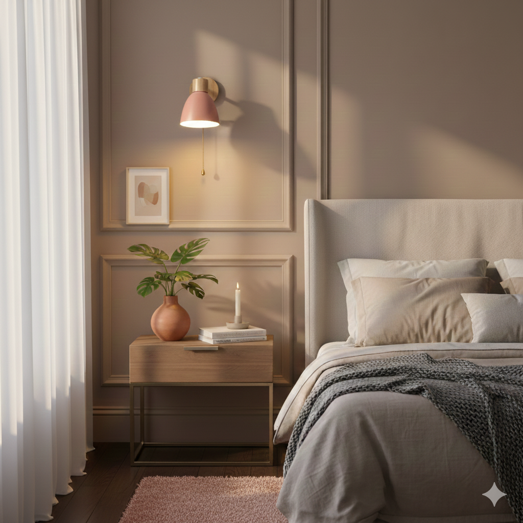 Wall Lamp Scandinavian with Adjustable Shade and Pull Chain Switch