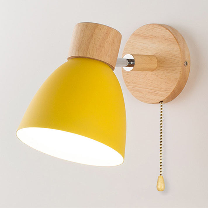 Wall Lamp Scandinavian with Adjustable Shade and Pull Chain Switch