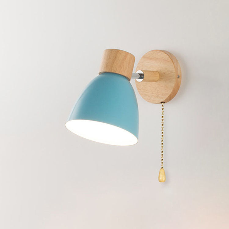 Wall Lamp Scandinavian with Adjustable Shade and Pull Chain Switch