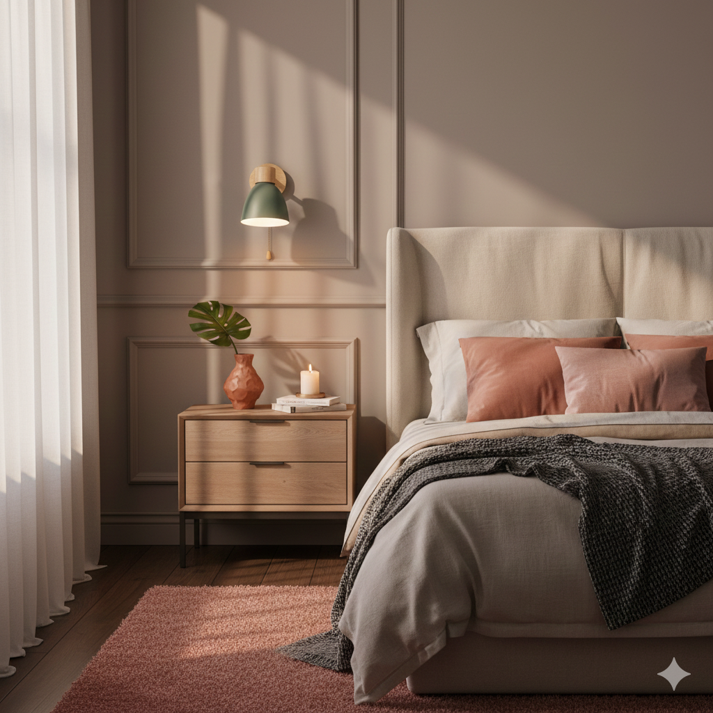 Wall Lamp Scandinavian with Adjustable Shade and Pull Chain Switch