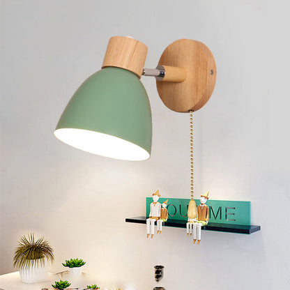 Wall Lamp Scandinavian with Adjustable Shade and Pull Chain Switch