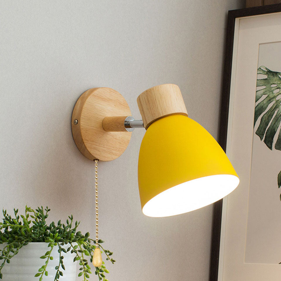 Wall Lamp Scandinavian with Adjustable Shade and Pull Chain Switch