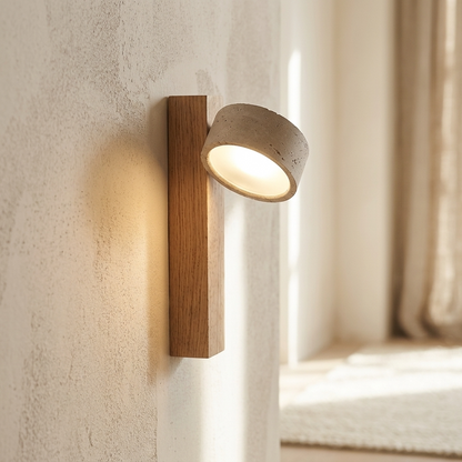 Wall Lamp Scandinavian with Adjustable Travertine Stone Head and Pull Chain Switch