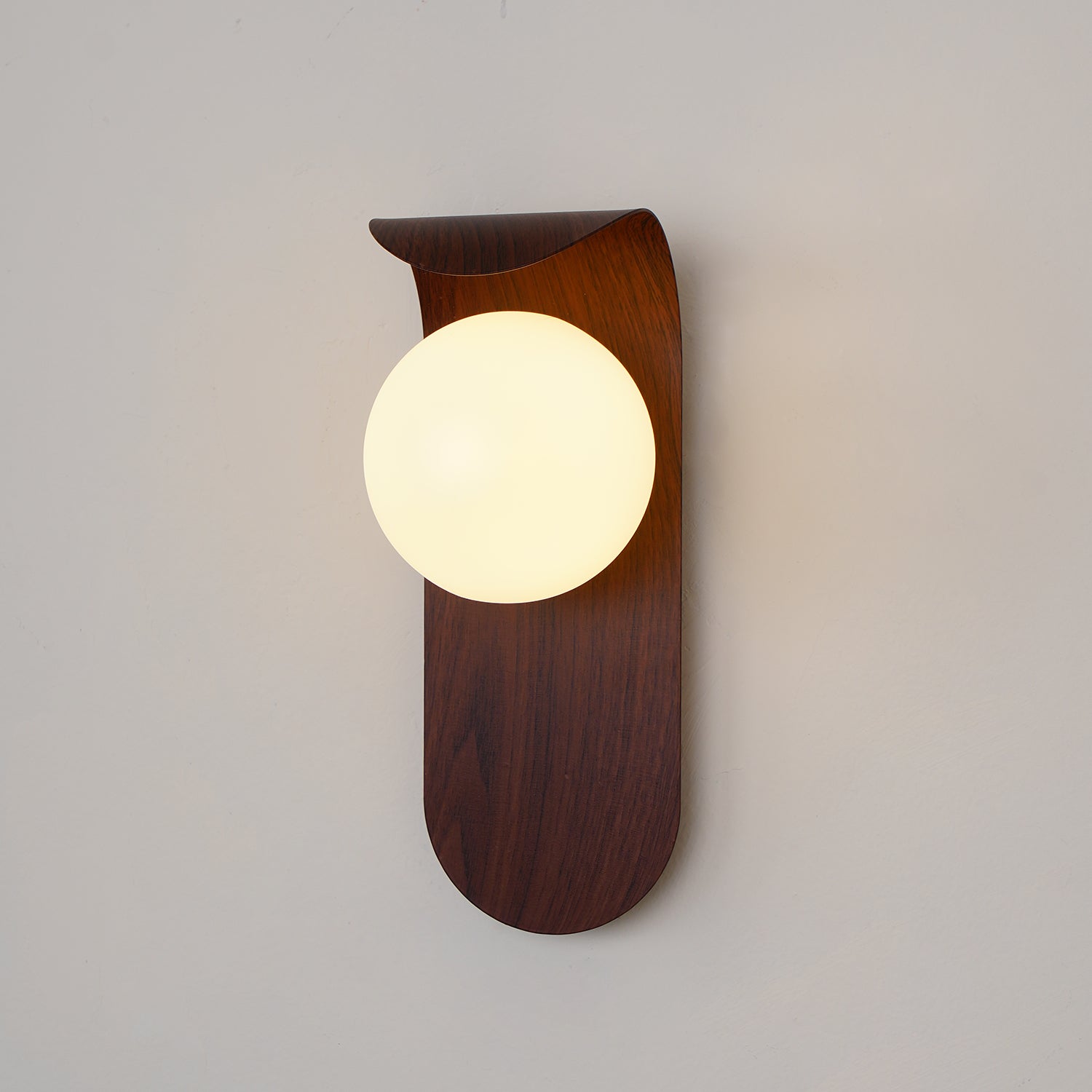 Wall Lamp Scandinavian with Globe Shade and Wood Panel
