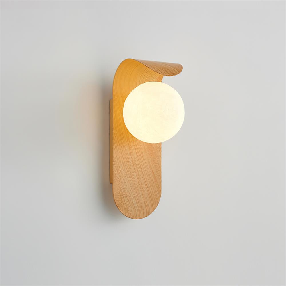 Wall Lamp Scandinavian with Globe Shade and Wood Panel