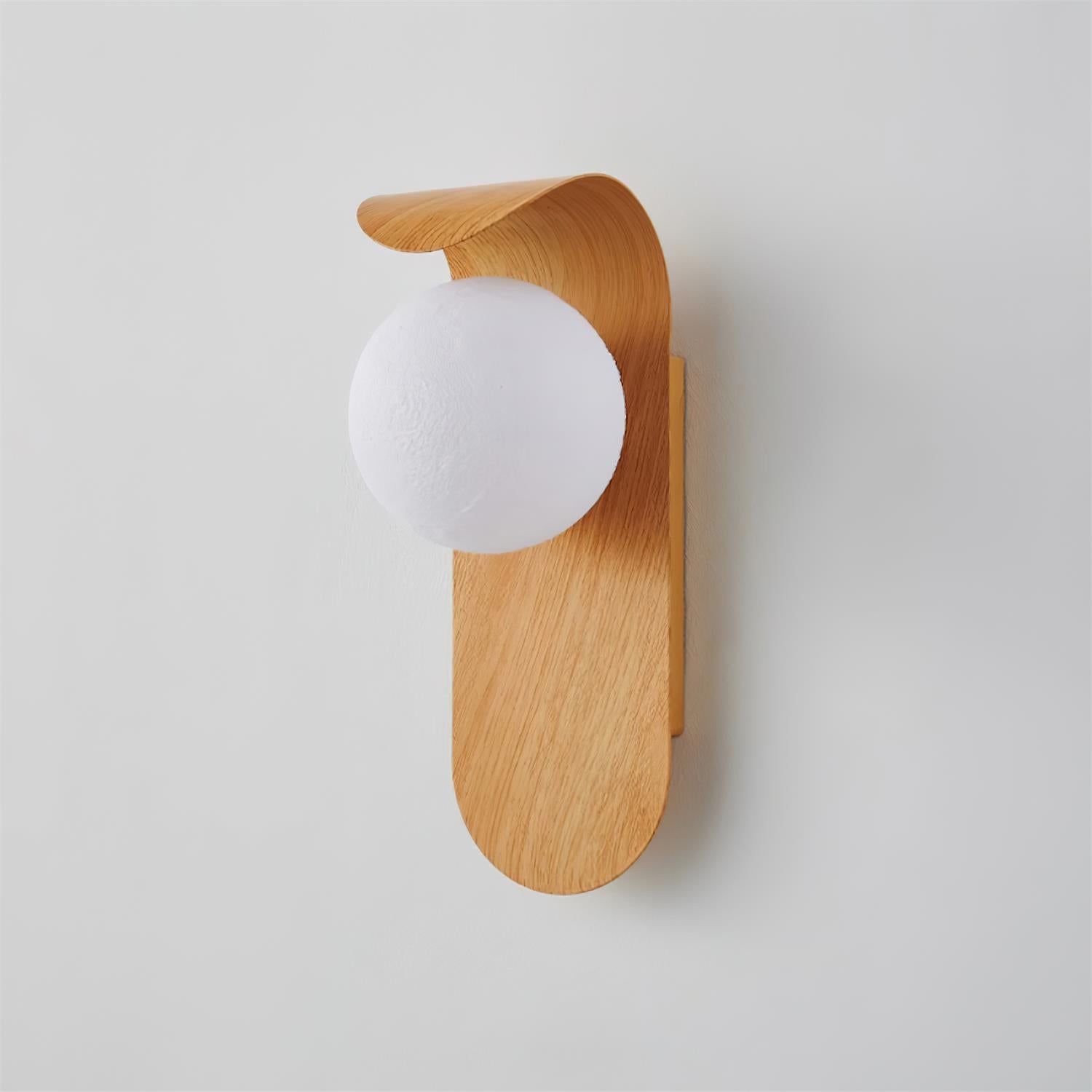 Wall Lamp Scandinavian with Globe Shade and Wood Panel