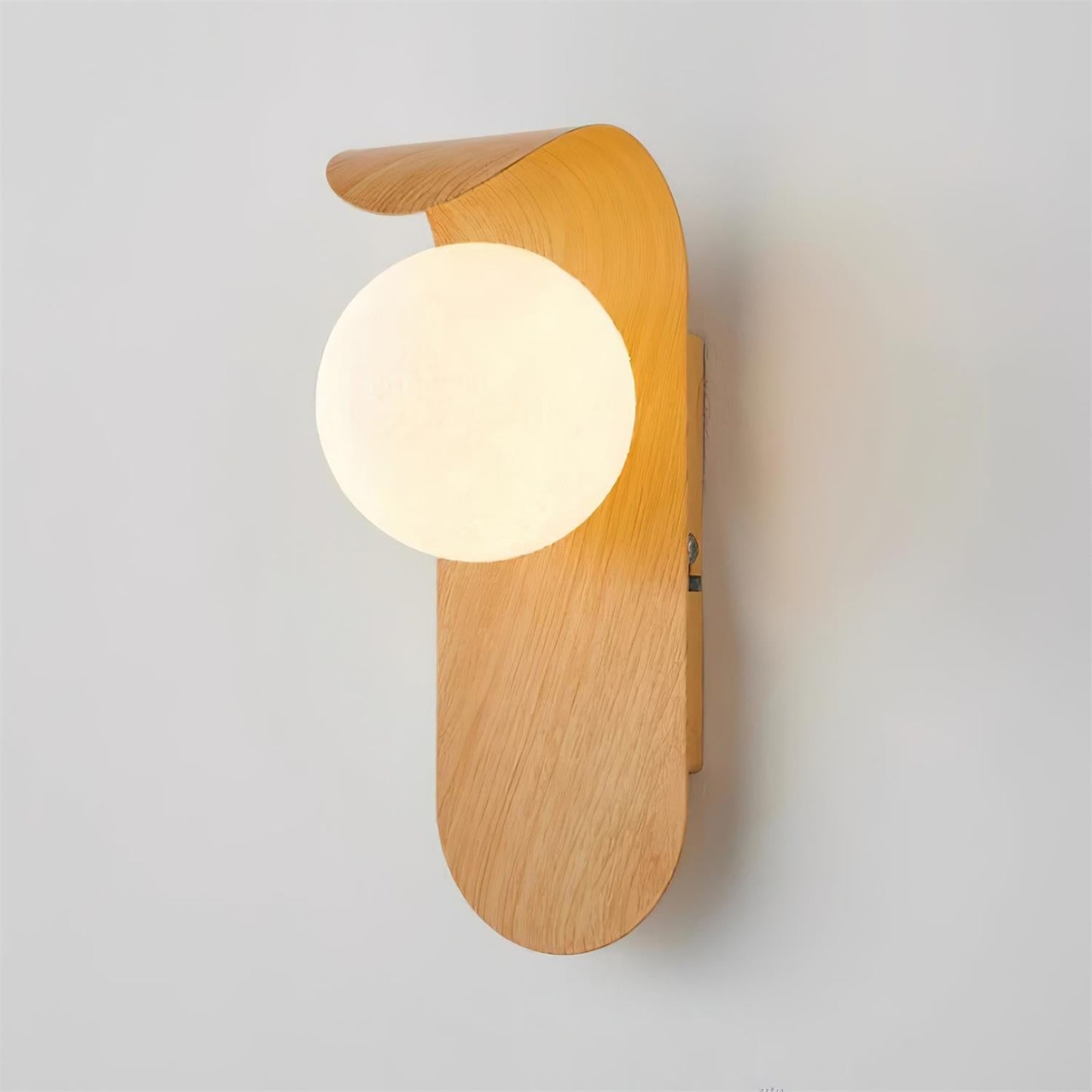 Wall Lamp Scandinavian with Globe Shade and Wood Panel