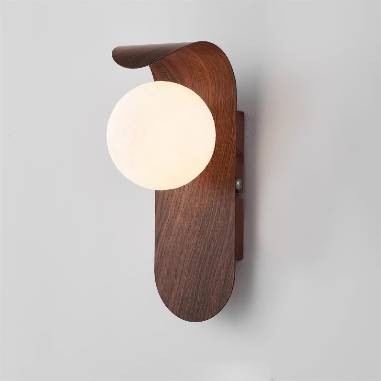 Wall Lamp Scandinavian with Globe Shade and Wood Panel