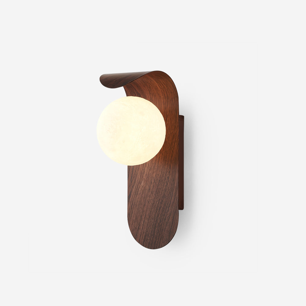 Wall Lamp Scandinavian with Globe Shade and Wood Panel