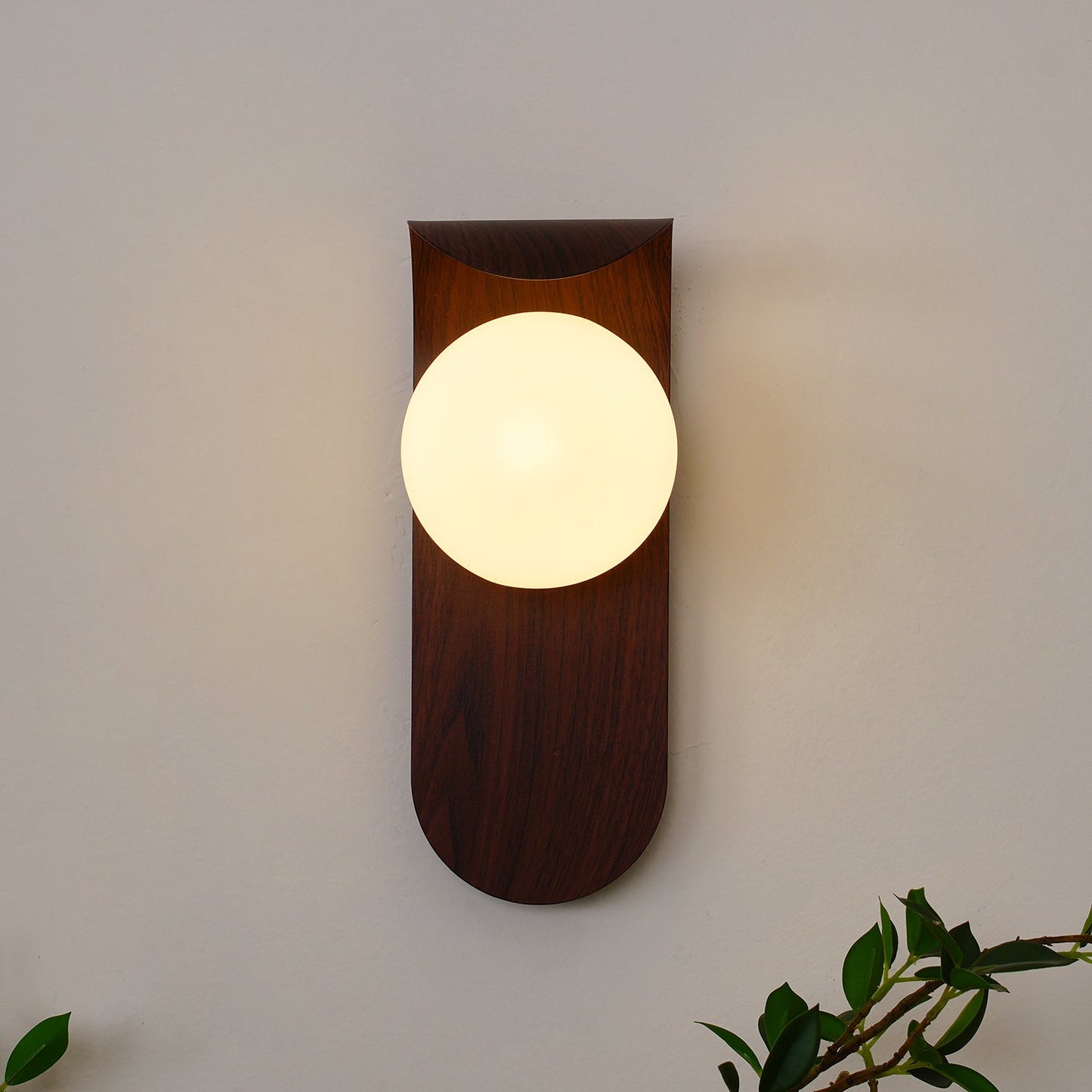 Wall Lamp Scandinavian with Globe Shade and Wood Panel