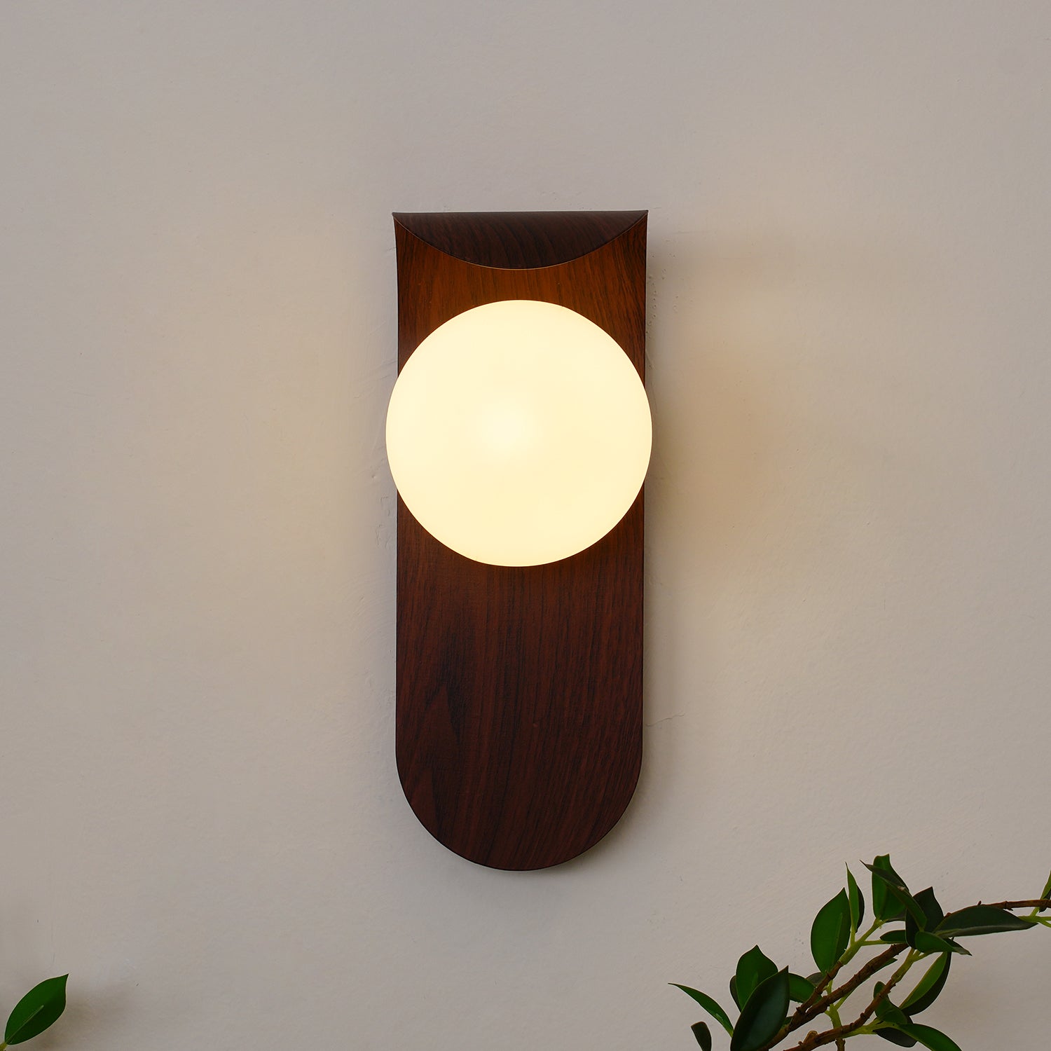 Wall Lamp Scandinavian with Globe Shade and Wood Panel