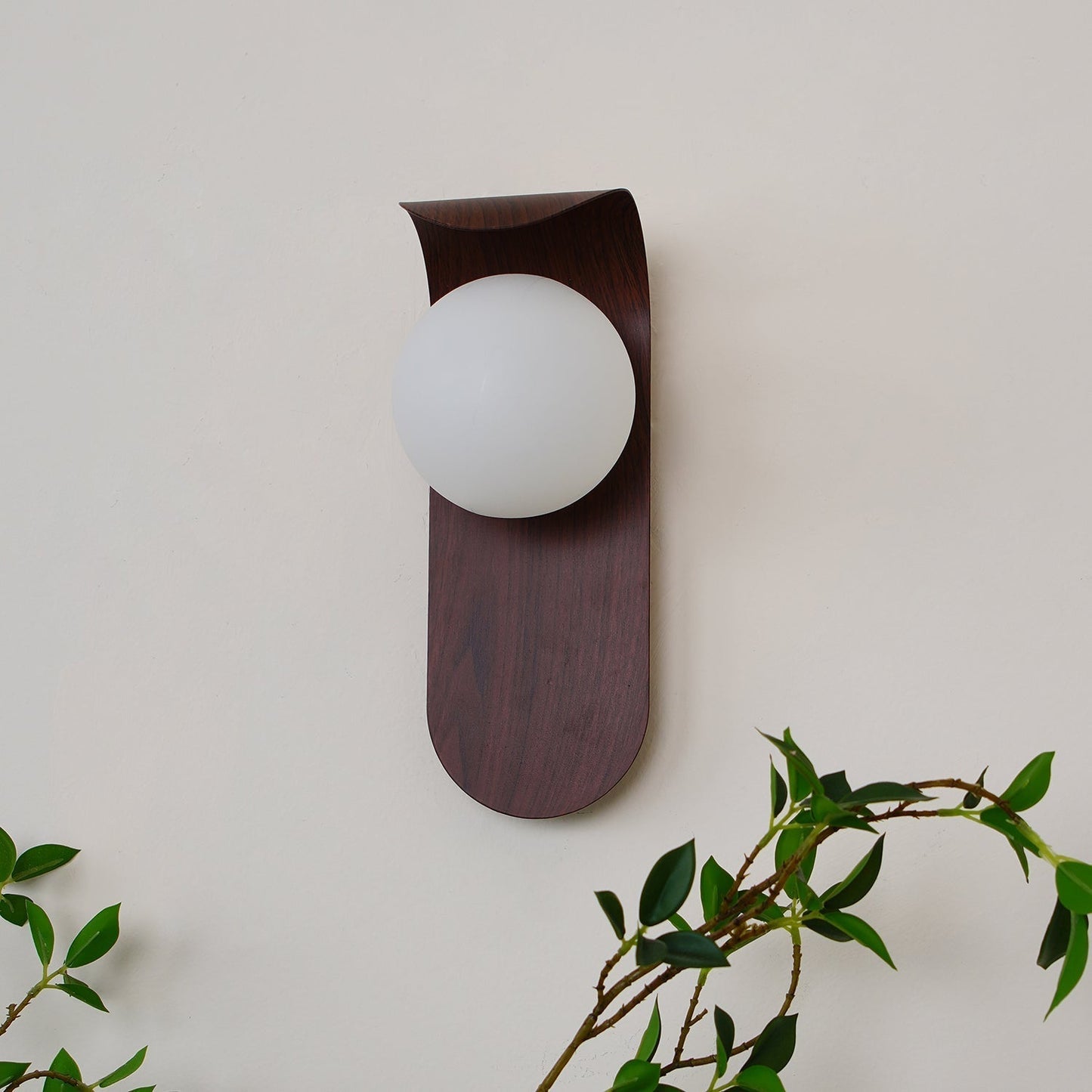 Wall Lamp Scandinavian with Globe Shade and Wood Panel