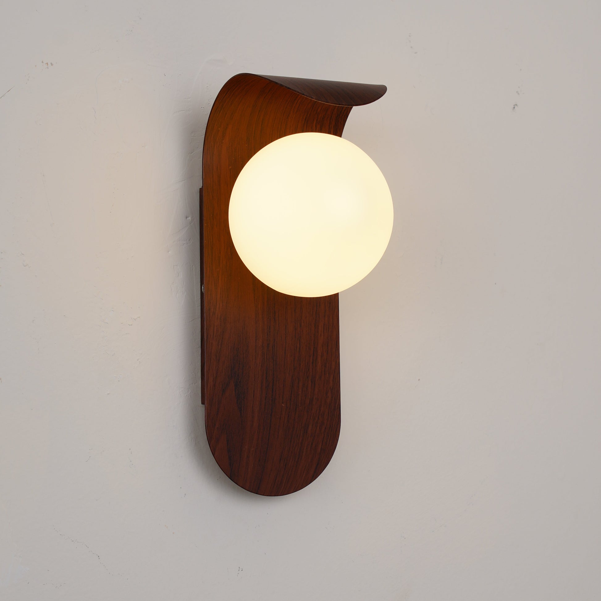 Wall Lamp Scandinavian with Globe Shade and Wood Panel