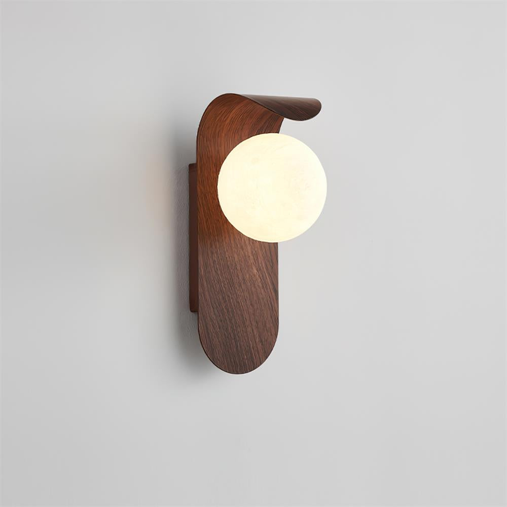 Wall Lamp Scandinavian with Globe Shade and Wood Panel