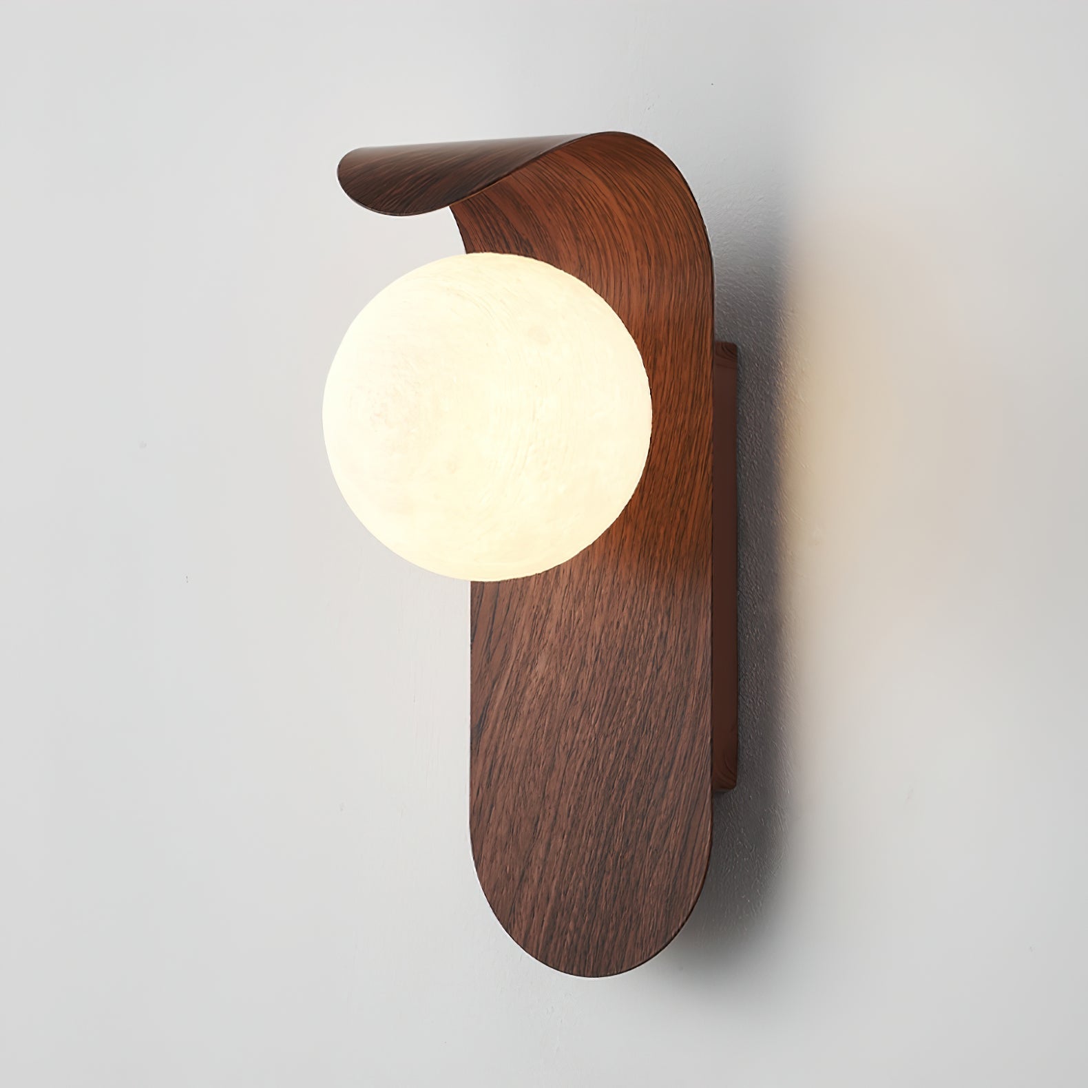 Wall Lamp Scandinavian with Globe Shade and Wood Panel