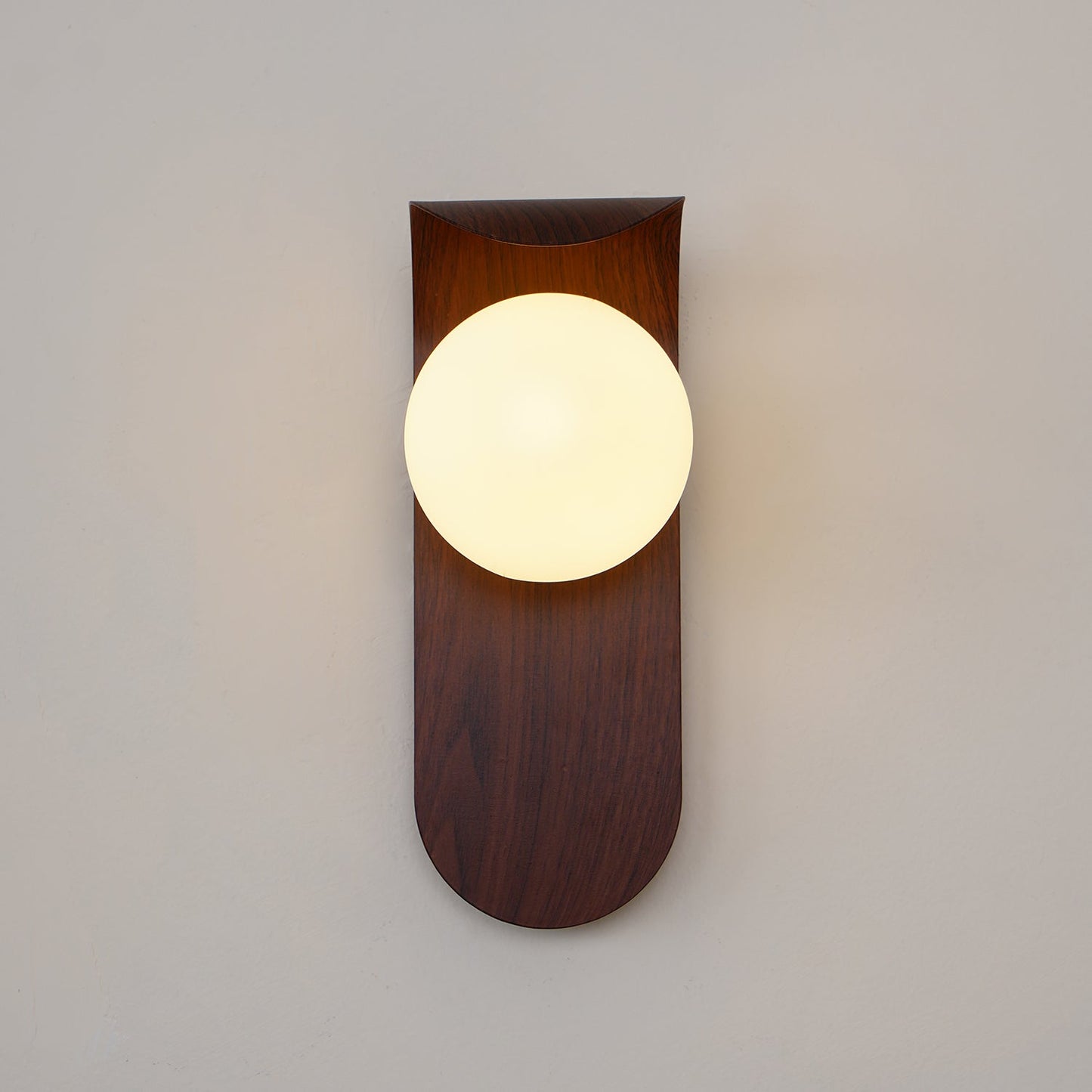 Wall Lamp Scandinavian with Globe Shade and Wood Panel