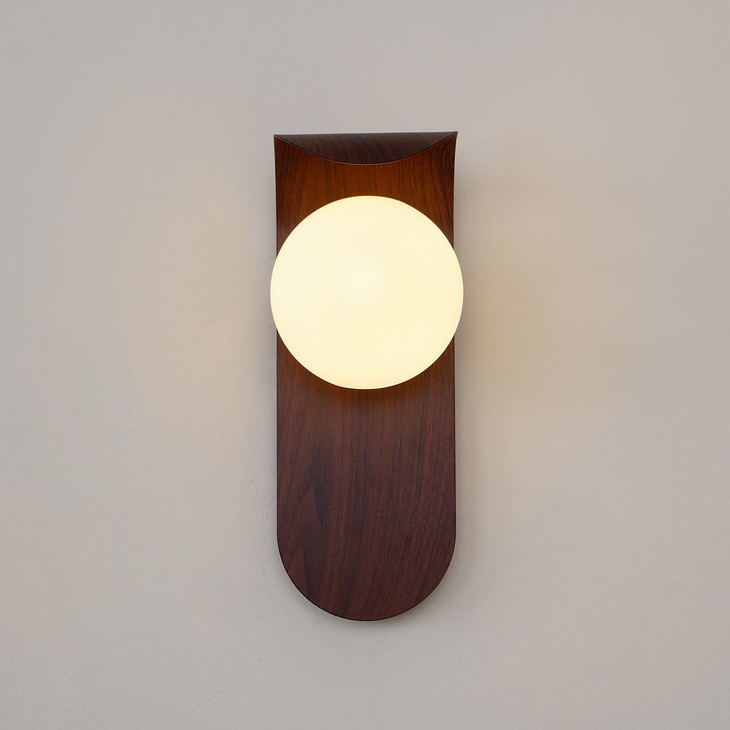 Wall Lamp Scandinavian with Globe Shade and Wood Panel
