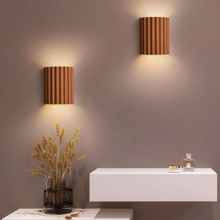 Wall Lamp Scandinavian with Ribbed Resin Shade and Up-Down Light