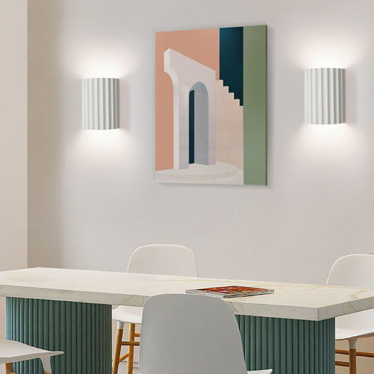 Wall Lamp Scandinavian with Ribbed Resin Shade and Up-Down Light