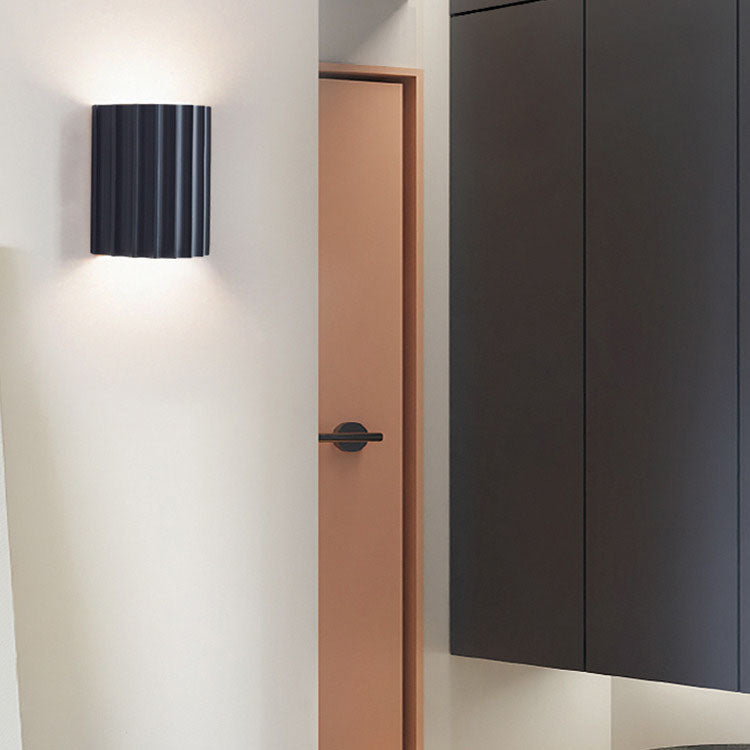 Wall Lamp Scandinavian with Ribbed Resin Shade and Up-Down Light