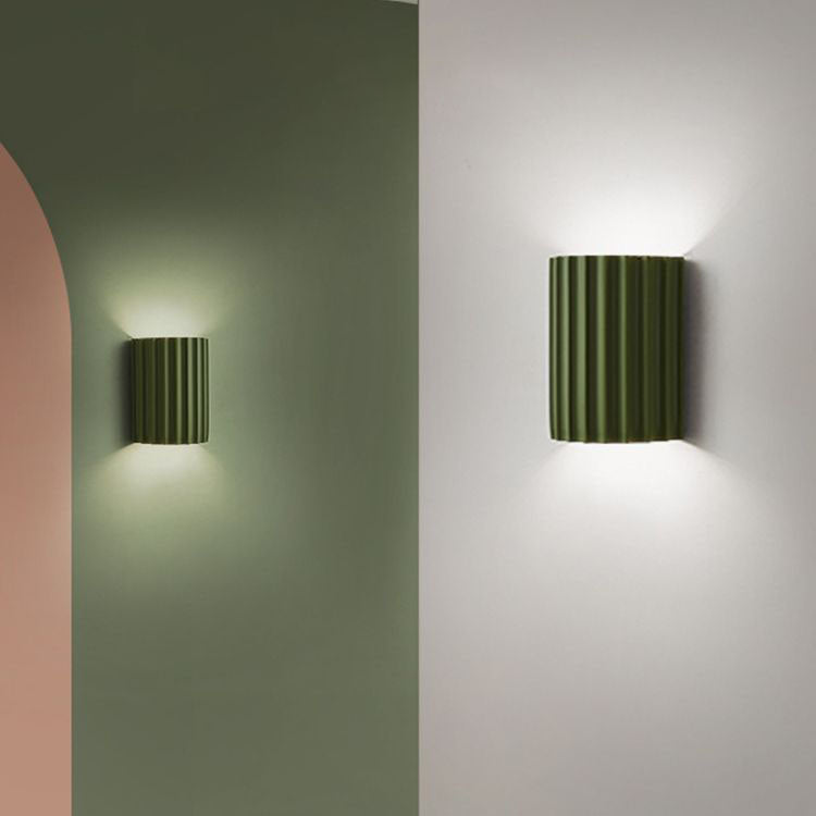 Wall Lamp Scandinavian with Ribbed Resin Shade and Up-Down Light