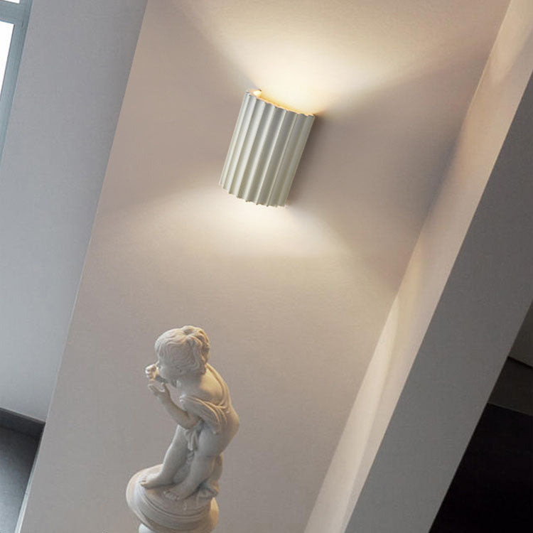Wall Lamp Scandinavian with Ribbed Resin Shade and Up-Down Light