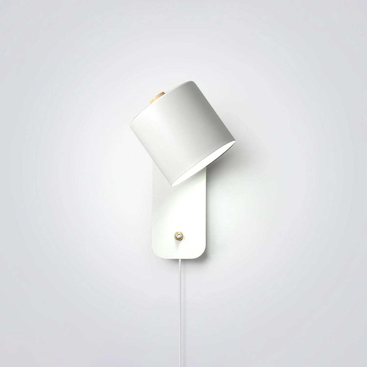 Wall Lamp Scandinavian with Rotatable Cylinder Shade and Plug-In Cord