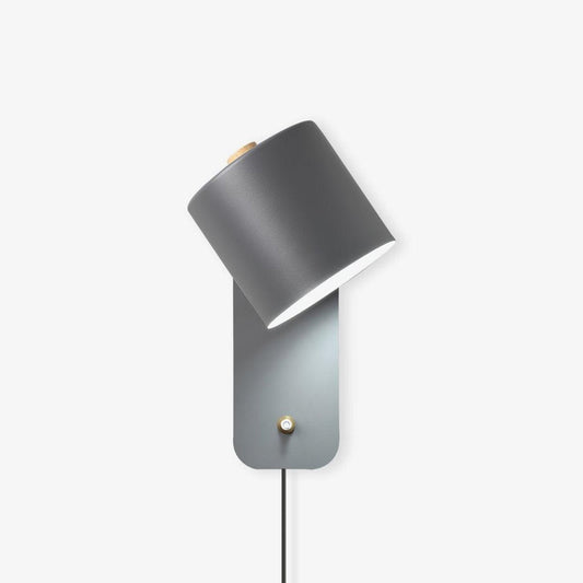Wall Lamp Scandinavian with Rotatable Cylinder Shade and Plug-In Cord