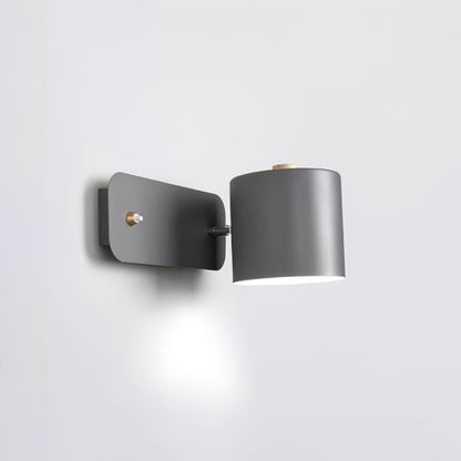 Wall Lamp Scandinavian with Rotatable Cylindrical Shade and Built-In Switch