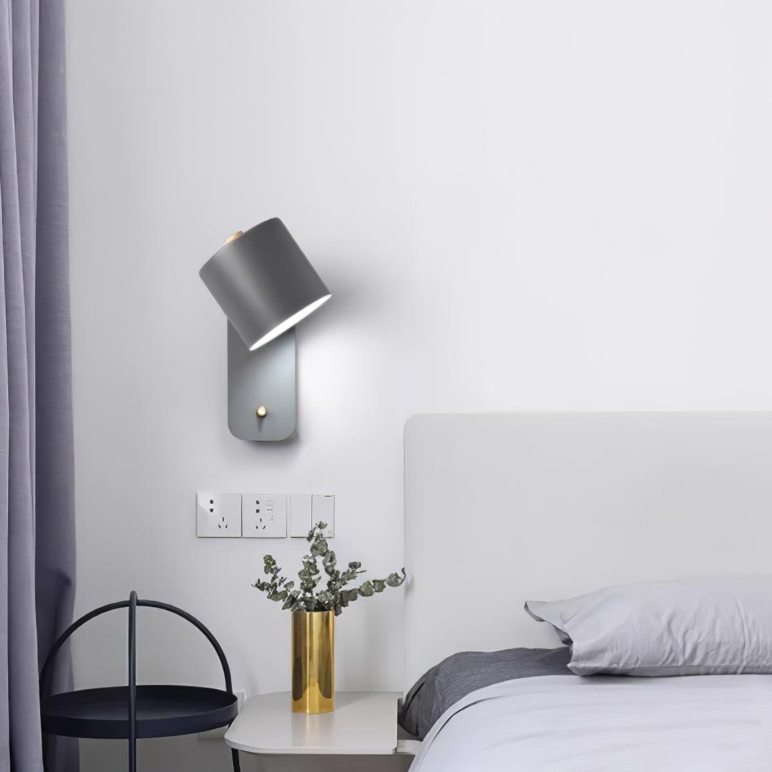 Wall Lamp Scandinavian with Rotatable Cylindrical Shade and Built-In Switch