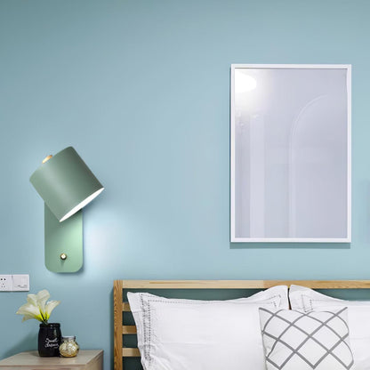 Wall Lamp Scandinavian with Rotatable Cylindrical Shade and Built-In Switch