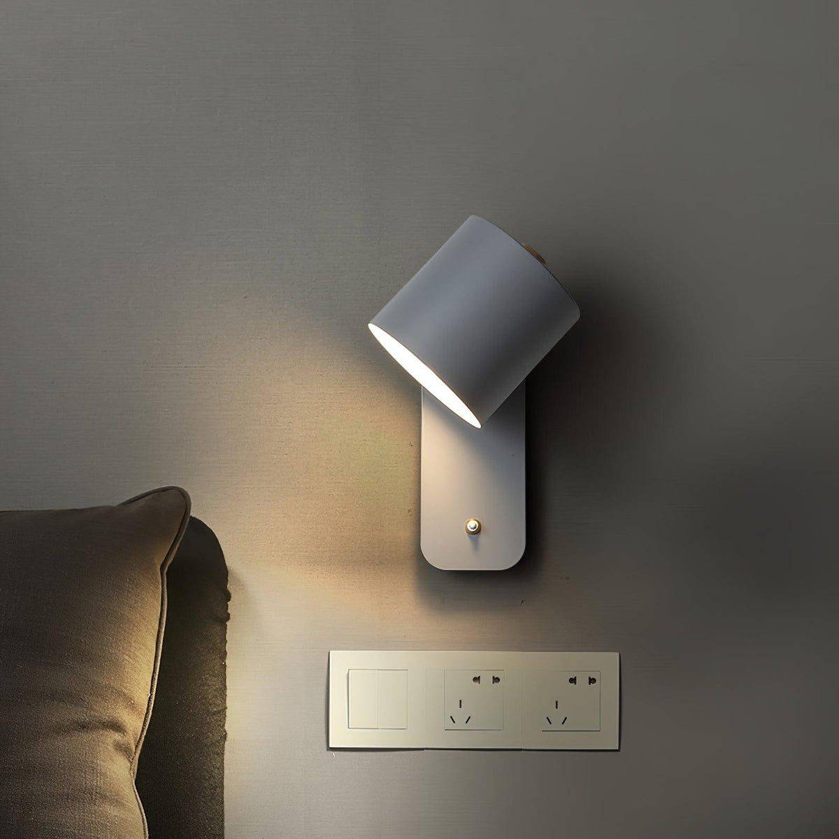 Wall Lamp Scandinavian with Rotatable Cylindrical Shade and Built-In Switch