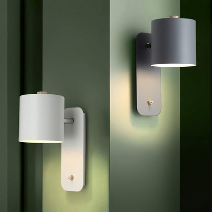 Wall Lamp Scandinavian with Rotatable Cylindrical Shade and Built-In Switch