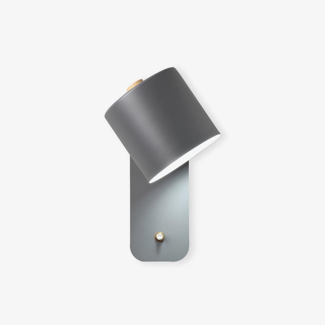 Wall Lamp Scandinavian with Rotatable Cylindrical Shade and Built-In Switch