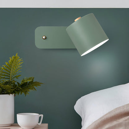 Wall Lamp Scandinavian with Rotatable Cylindrical Shade and Built-In Switch