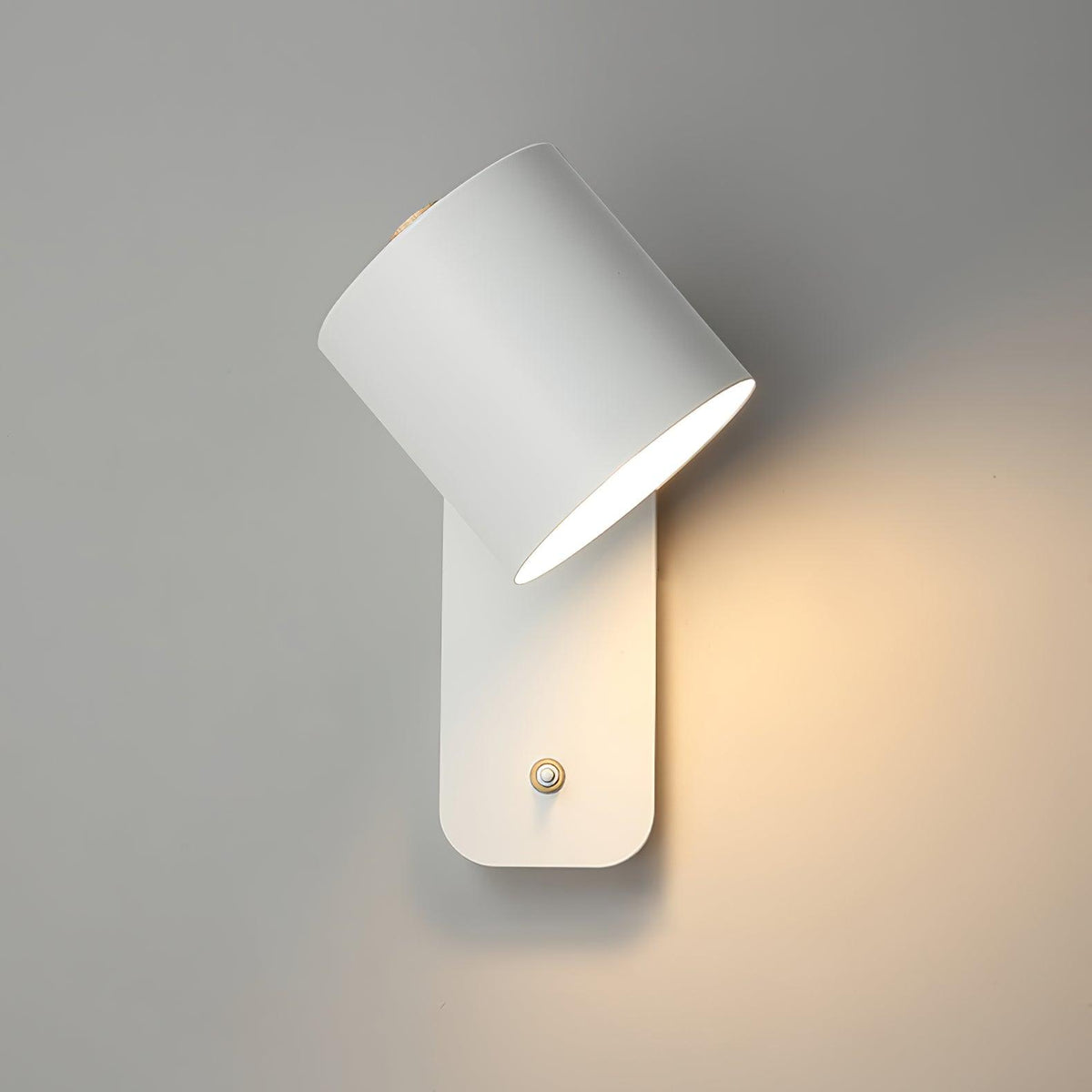 Wall Lamp Scandinavian with Rotatable Cylindrical Shade and Built-In Switch
