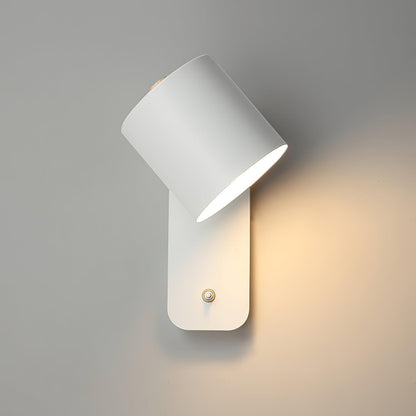 Wall Lamp Scandinavian with Rotatable Cylindrical Shade and Built-In Switch