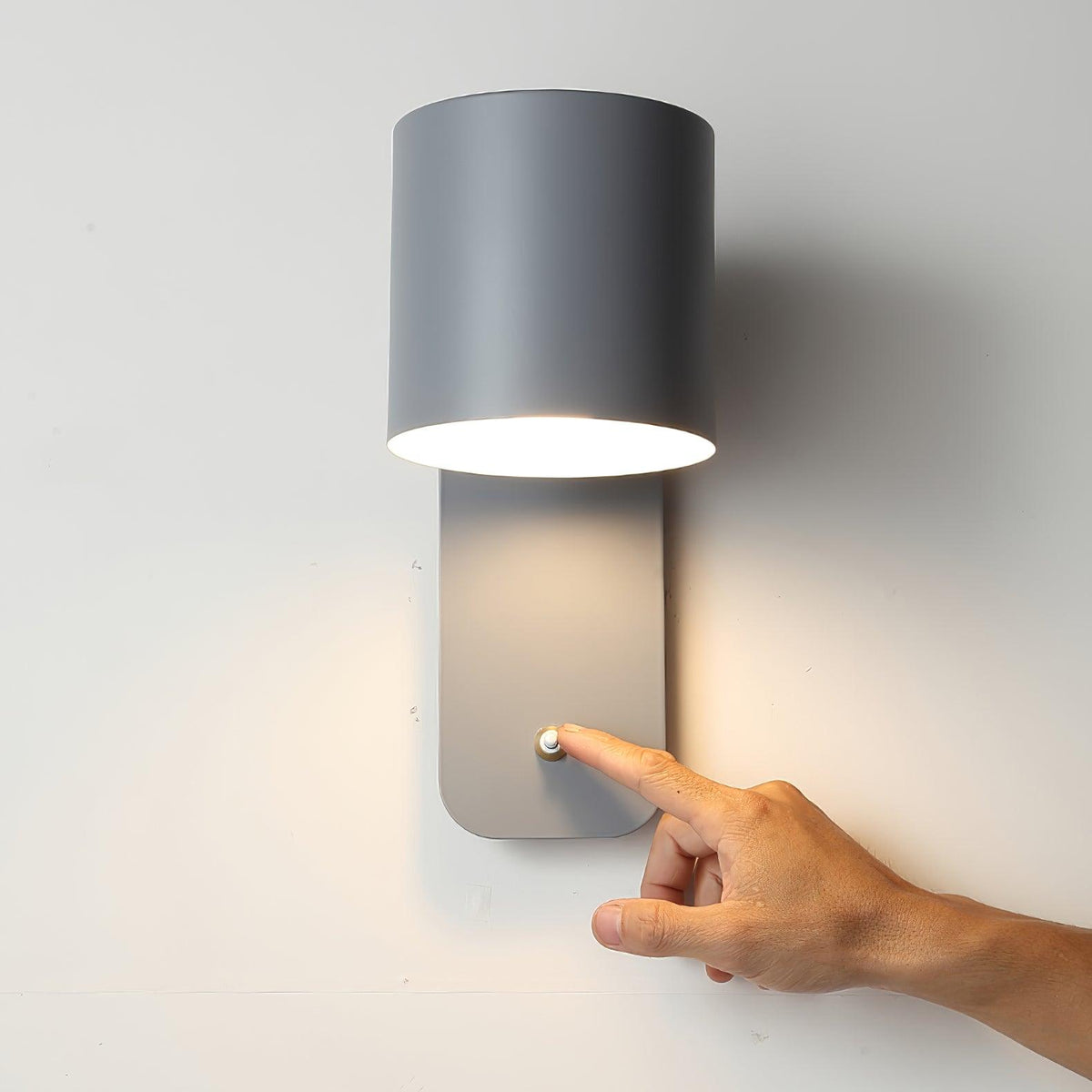 Wall Lamp Scandinavian with Rotatable Cylindrical Shade and Built-In Switch