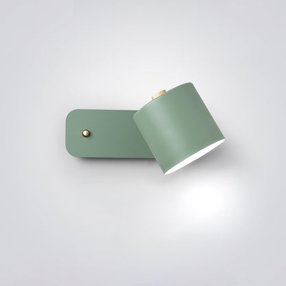 Wall Lamp Scandinavian with Rotatable Cylindrical Shade and Built-In Switch