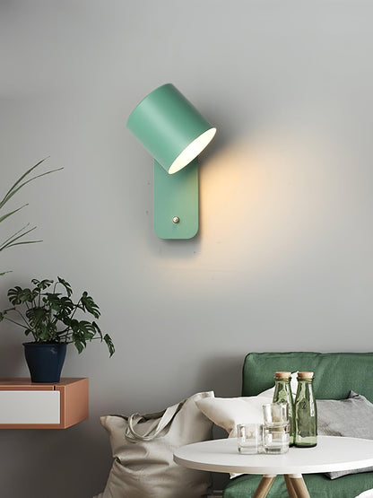 Wall Lamp Scandinavian with Rotatable Cylindrical Shade and Built-In Switch