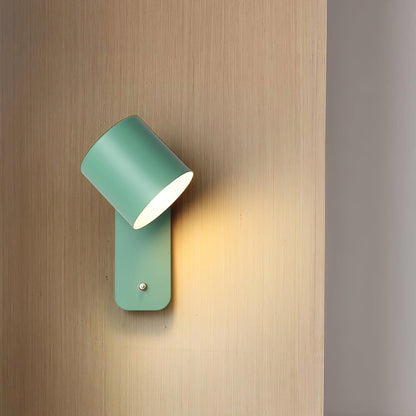 Wall Lamp Scandinavian with Rotatable Cylindrical Shade and Built-In Switch