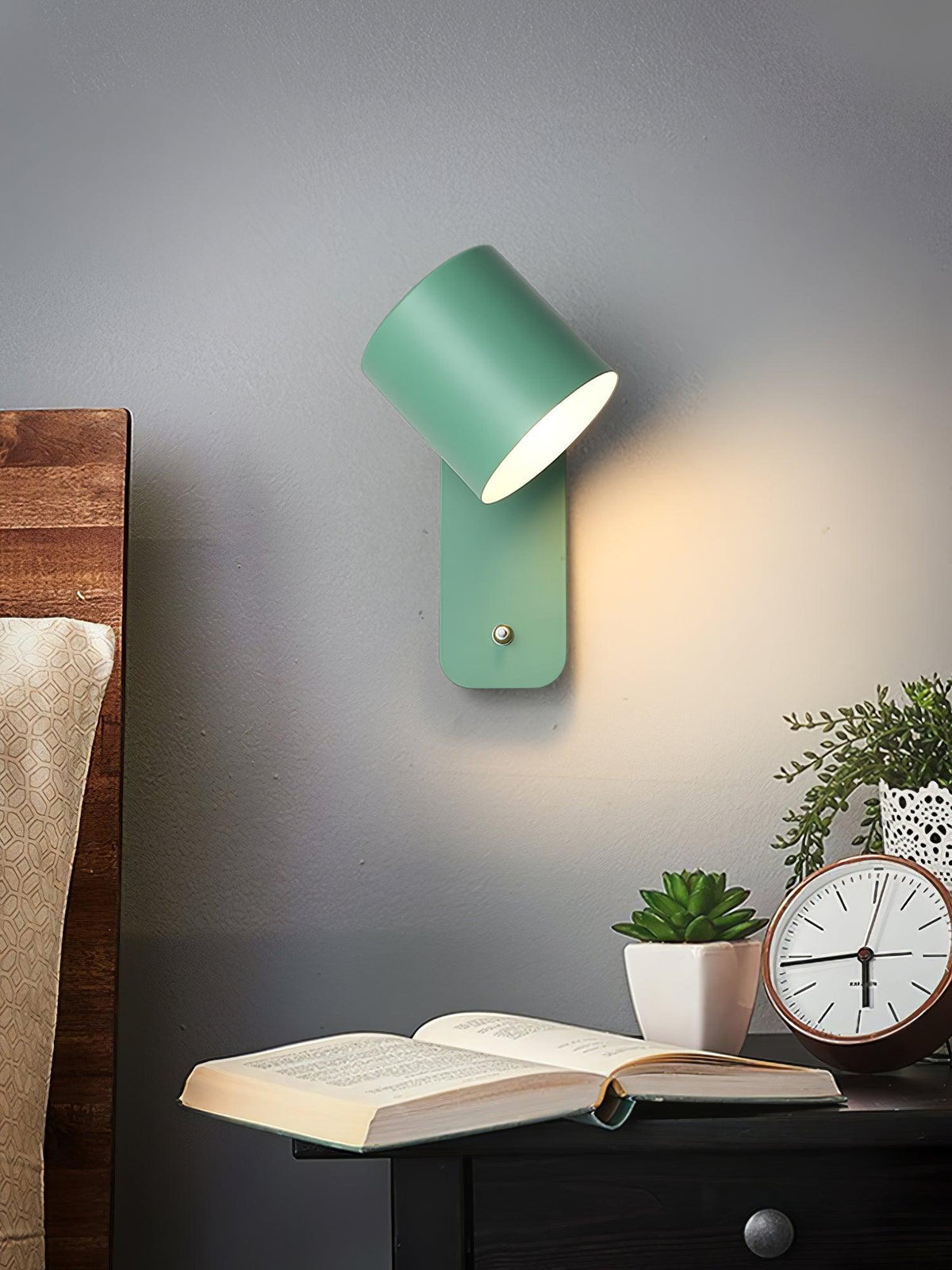 Wall Lamp Scandinavian with Rotatable Cylindrical Shade and Built-In Switch