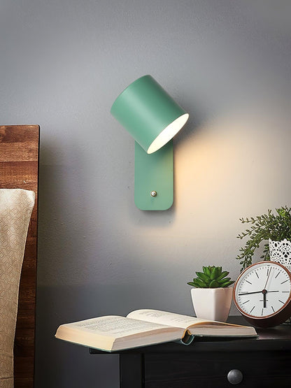 Wall Lamp Scandinavian with Rotatable Cylindrical Shade and Built-In Switch